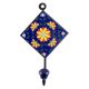 Navy Blue Sunflower Ceramic Tile Wall Hook